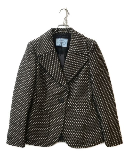PRADA（プラダ）PRADA (プラダ) ツイード ウール テーラードジャケット ブラウン サイズ:42の古着・服飾アイテム