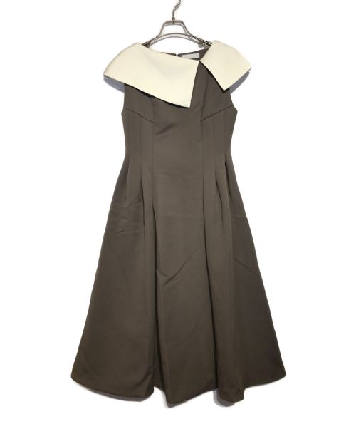 CELFORD（セルフォード）CELFORD (セルフォード) ホールドカラーフレアドレス ブラウン サイズ:38の古着・服飾アイテム