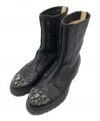 JIMMY CHOOジミーチュウ）の古着「Black Leather Crystal Embellished Hatcher Boots」｜ブラック