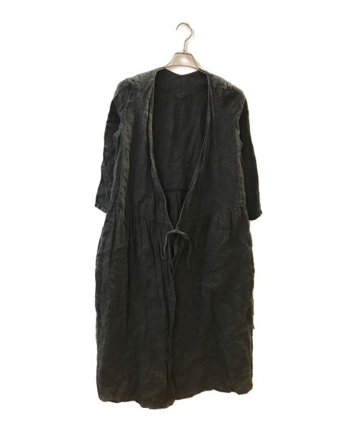 nest Robe（ネストローブ）nest Robe (ネストローブ) リネンロング巻きガウン ブラック サイズ:-の古着・服飾アイテム