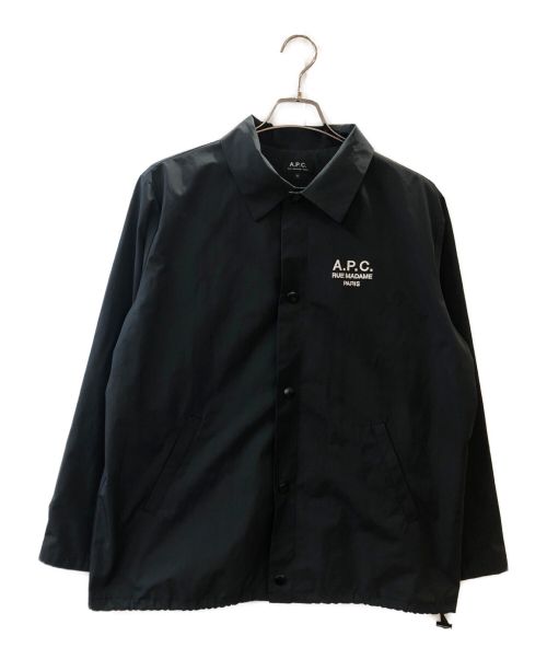 A.P.C.（アーペーセー）A.P.C. (アー・ペー・セー) 刺繍ロゴコーチジャケット ブラック サイズ:Ｍの古着・服飾アイテム