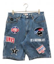 Aape BY A BATHING APE (エーエイプ バイ アベイシングエイプ) LOOSE ワッペンカスタムデニムショーツ インディゴ サイズ:W34