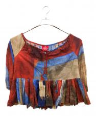 Vivienne Westwood RED LABEL (ヴィヴィアンウエストウッドレッドレーベル) 総柄五分袖ブラウス レッド×ブルー サイズ:0/S