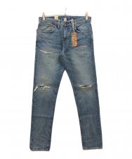 RRL (ダブルアールエル) ダメージ加工テーパードデニムパンツ インディゴ サイズ:29×30