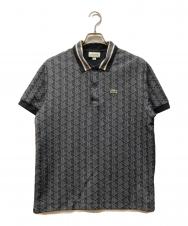 LACOSTE (ラコステ) モノグラムジャカードポロシャツ ブラック サイズ:M