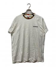 BURBERRY LONDON (バーバリーロンドン) ネックトリム ノバチェック ロゴTシャツ ホワイト サイズ:S