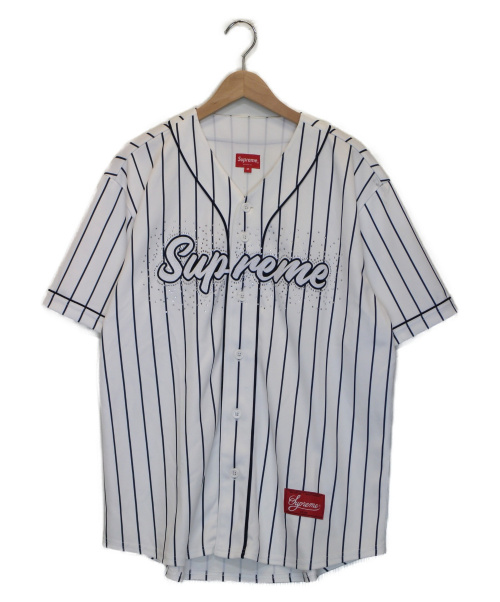 【中古・古着通販】Supreme (シュプリーム) ベースボールシャツ ホワイト サイズ:M Rhinestone Baseball