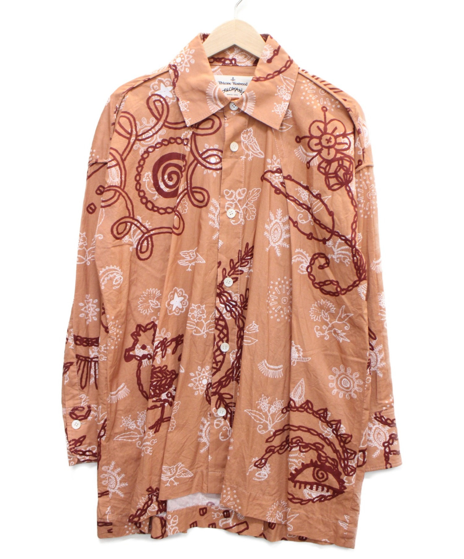 中古 古着通販 Vivienne Westwood Anglomania ヴィヴィアンウエストウッド アングロマニア 総柄プリーツデザインシャツ ピンク サイズ 38 ブランド 古着通販 トレファク公式 Trefac Fashion