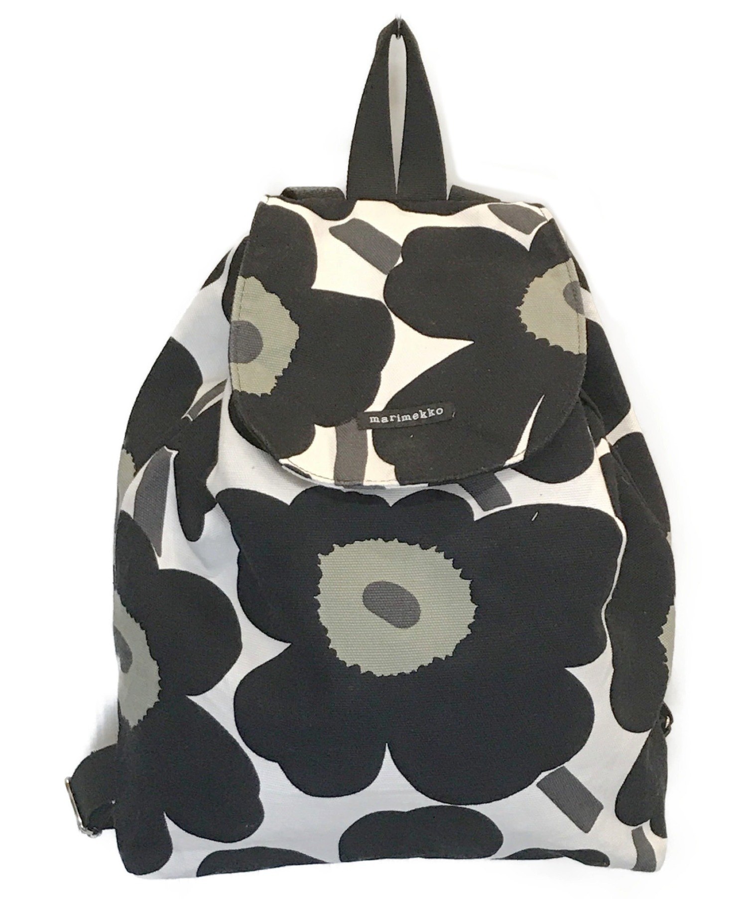 中古 古着通販 Marimekko マリメッコ ウニッコ柄 コットンリュックサック ブラック ホワイト サイズ 下記参照 Unikko Nippu ブランド 古着通販 トレファク公式 Trefac Fashion