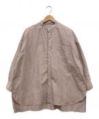 nest Robe（）の古着「リネンハイカウントバンドカラーシャツ」｜パープル