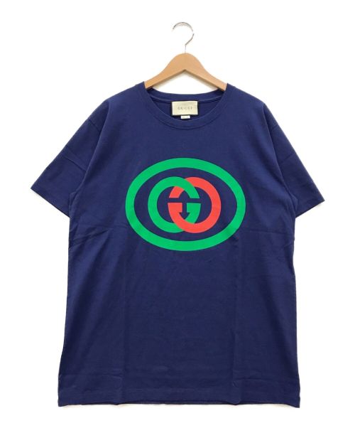 GUCCI（グッチ）GUCCI (グッチ) インターロッキングG オーバーサイズ Tシャツ ブルー サイズ:Mの古着・服飾アイテム