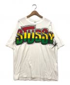 stussyステューシー）の古着「ラグランスリーブプリントTシャツ」｜ホワイト