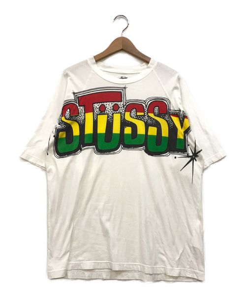 stussy（ステューシー）stussy (ステューシー) ラグランスリーブプリントTシャツ ホワイト サイズ:Mの古着・服飾アイテム