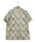 BEAMS PLUS (ビームスプラス) ブロックプリントオープンカラーシャツ ホワイト×ブルー サイズ:M：3980円