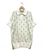 MM6 Maison Margielaエムエムシックス メゾンマルジェラ）の古着「ツートーンカラー ニット ポロシャツ」｜グリーン×ホワイト