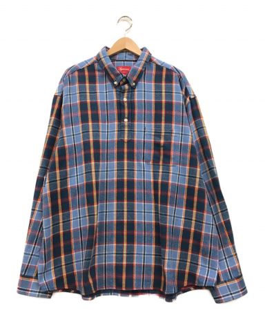 supreme Plaid Flannel Shirt Blue Sサイズ