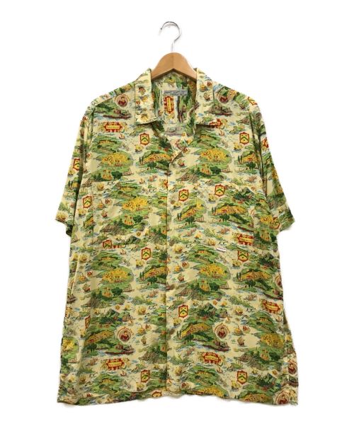 PAPAS（パパス）PAPAS (パパス) [古着]レーヨンアロハシャツ ベージュ×グリーン サイズ:Lの古着・服飾アイテム