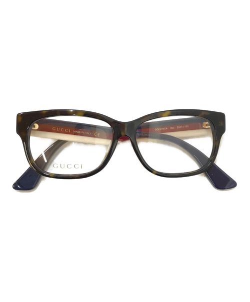 GUCCI（グッチ）GUCCI (グッチ) ダブルG 眼鏡フレーム ブラウン×ネイビー サイズ:55□14-150の古着・服飾アイテム