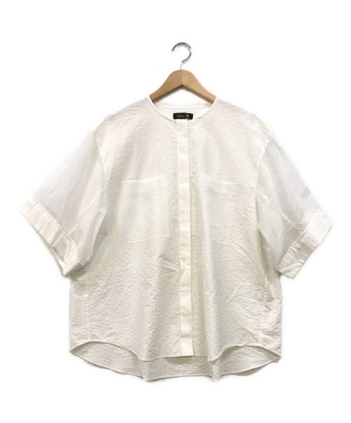DRAWER（ドゥロワー）DRAWER (ドゥロワー) オーガンジー切替シャツ ホワイト サイズ:38の古着・服飾アイテム