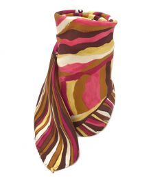 BOTTEGA VENETA（ボッテガベネタ）の古着「総柄シルクスカーフ」｜ピンク×ブラウン