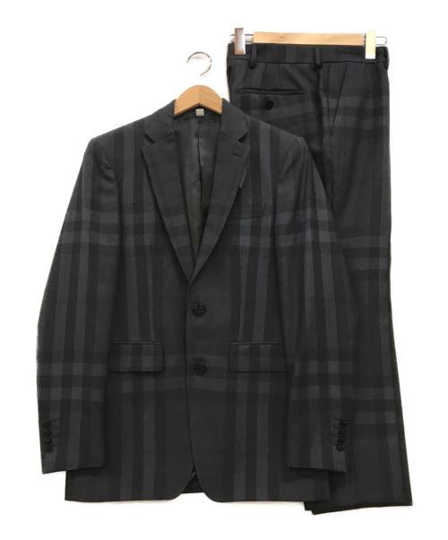 BURBERRY（バーバリー）BURBERRY (バーバリー) チェックセットアップスーツ ネイビー×ブラック サイズ:44Rの古着・服飾アイテム