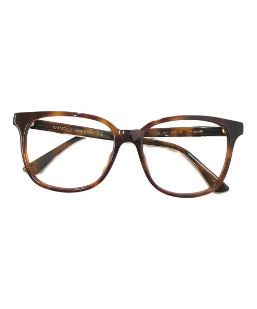 GUCCI（グッチ）GUCCI (グッチ) ウェリントン型眼鏡フレーム ブラウン サイズ:54□17 140の古着・服飾アイテム
