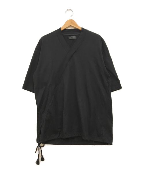 s'yte（サイト）s'yte (サイト) 40/2 COTTON JERSEY KIMONO LAYERED DRAWSTRING PULLOVER HALF SLEEVE T ブラック サイズ:3の古着・服飾アイテム