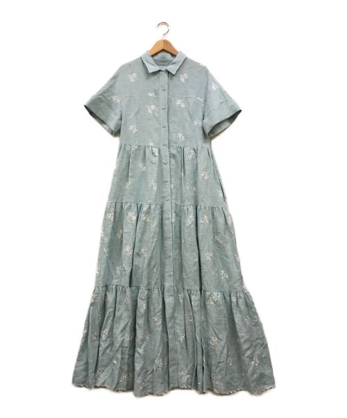 ERDEM（アーデム）ERDEM (アーデム) Helena Embroidered Linen Dress ブルー サイズ:UK8の古着・服飾アイテム