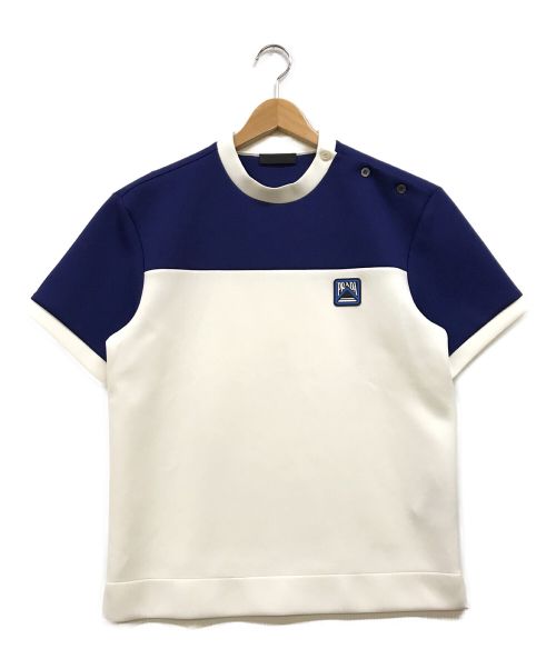 PRADA（プラダ）PRADA (プラダ) ラバーパッチボンディングTシャツ ホワイト×ネイビー サイズ:Mの古着・服飾アイテム