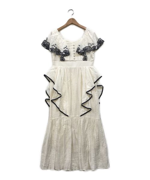 HER LIP TO（ハーリップトゥ）HER LIP TO (ハーリップトゥ) Cutwork Embroidery Angel Sleeve Dress ホワイト サイズ:M 未使用品の古着・服飾アイテム