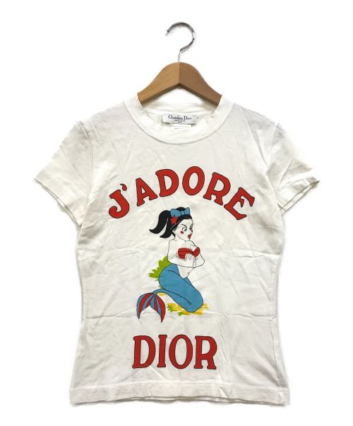 Christian Dior（クリスチャン ディオール）Christian Dior (クリスチャン ディオール) J'ADORE 人魚プリントTシャツ ホワイト サイズ:US6の古着・服飾アイテム