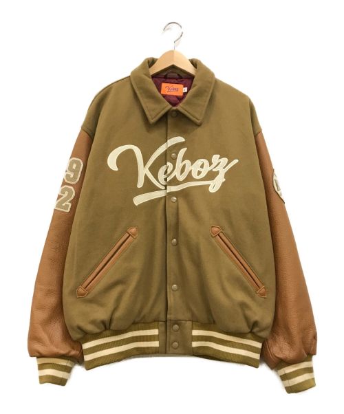 KEBOZ（ケボズ）KEBOZ (ケボズ) MELTON & LEATHER VARSITY JACKET ベージュ サイズ:Mの古着・服飾アイテム