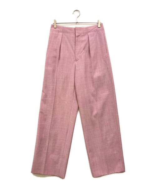 DRAWER（ドゥロワー）DRAWER (ドゥロワー) ウールシルクメランジ サスペンダーパンツ ピンク サイズ:40の古着・服飾アイテム
