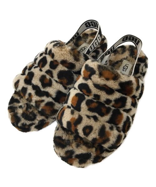 UGG（アグ）UGG (アグ) Fluff Yeah Slide Leopard ブラウン サイズ:25の古着・服飾アイテム