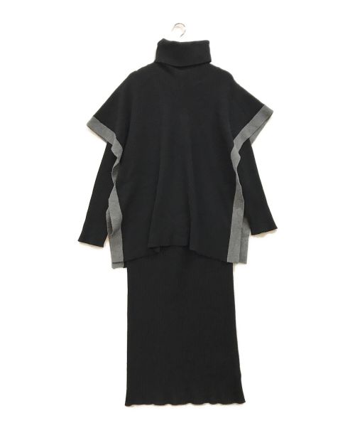 ELENDEEK（エレンディーク）ELENDEEK (エレンディーク) セットアップ ポンチョ ニットワンピース ブラック サイズ:1の古着・服飾アイテム
