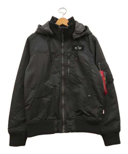 ALPHA（アルファ）ALPHA (アルファ) フーデッドリブジャケット ブラック サイズ:Lの古着・服飾アイテム