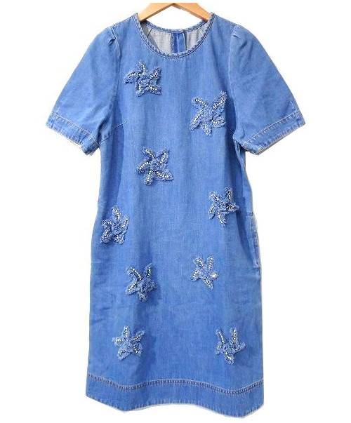 中古 古着通販 Muveil ミュベール デザイン装飾デニムワンピース インディゴ サイズ 30 前後 ブランド 古着通販 トレファク公式 Trefac Fashion
