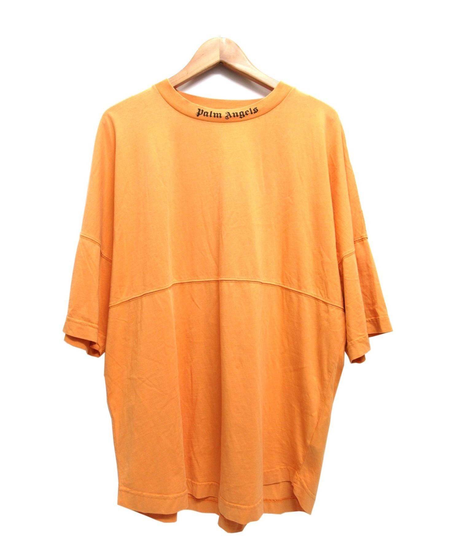 Palm Angels (パーム・エンジェルス) LOGO OVER TEE半袖カットソー オレンジ サイズ:S