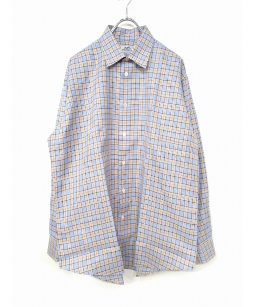 HERMES（エルメス）HERMES (エルメス) セリエボタンチェックシャツ ブルー×ブラウン サイズ:41/16の古着・服飾アイテム