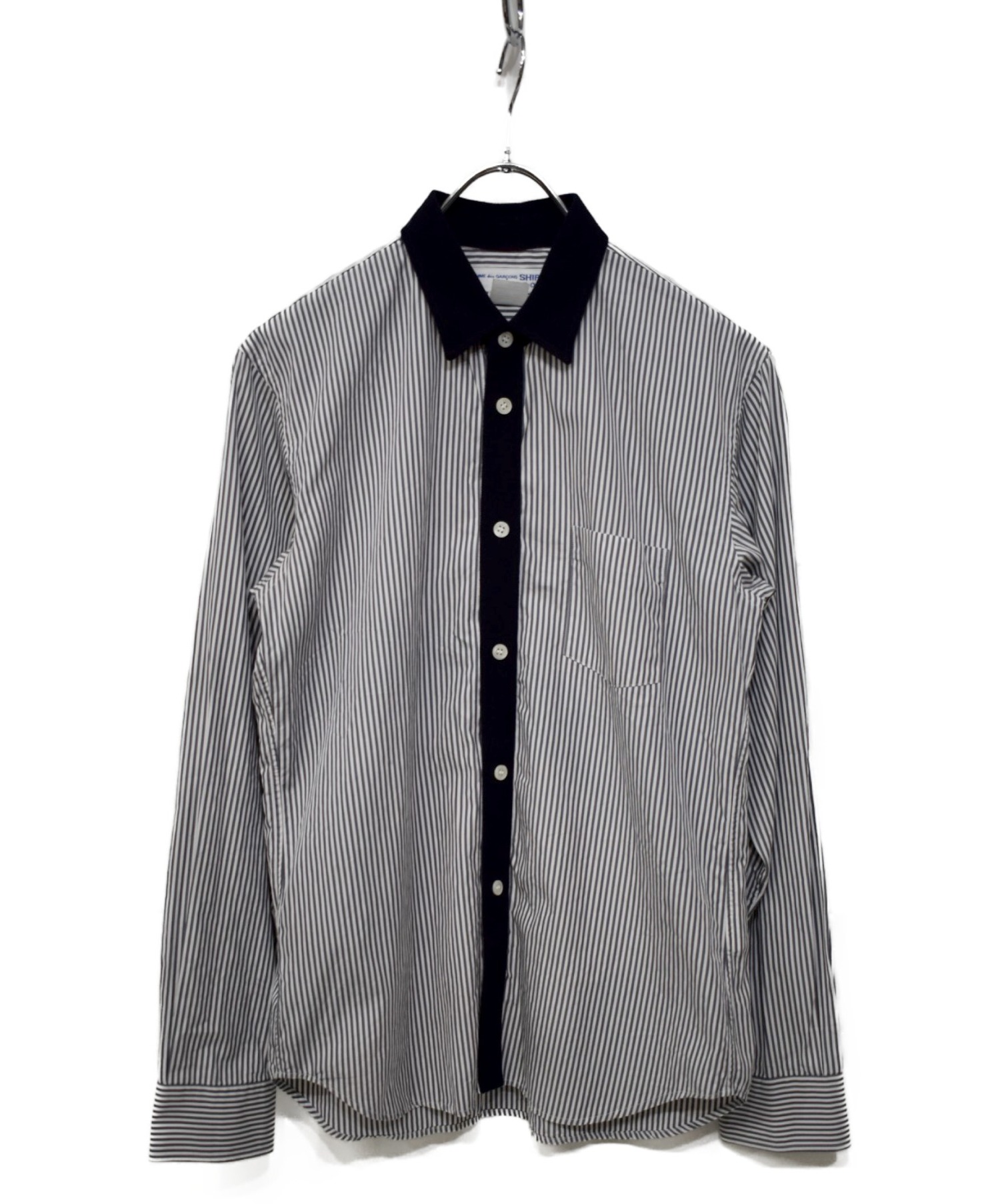 中古 古着通販 Comme Des Garcons Shirt Boy コムデギャルソン シャツボーイ L S切替ストライプシャツ ホワイト ネイビー サイズ S ブランド 古着通販 トレファク公式 Trefac Fashion