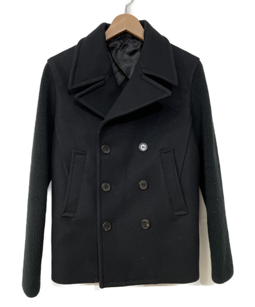 【中古・古着通販】NEIL BARRETT (ニールバレット) 袖切替Pコート ブラック サイズ:44 PBCA18C C5113｜ブランド