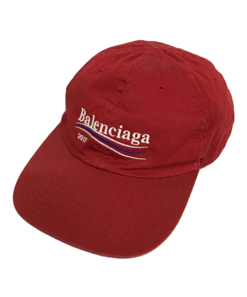 BALENCIAGA（バレンシアガ）BALENCIAGA (バレンシアガ) 17A/W Campaign Logo Cap レッドの古着・服飾アイテム