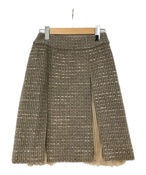 CHANEL（シャネル）CHANEL (シャネル) ツイードスカート ベージュ サイズ:Mの古着・服飾アイテム
