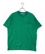 Blu Breブルブレ）の古着「リネンコットン クルーネック ニット Tシャツ」｜グリーン