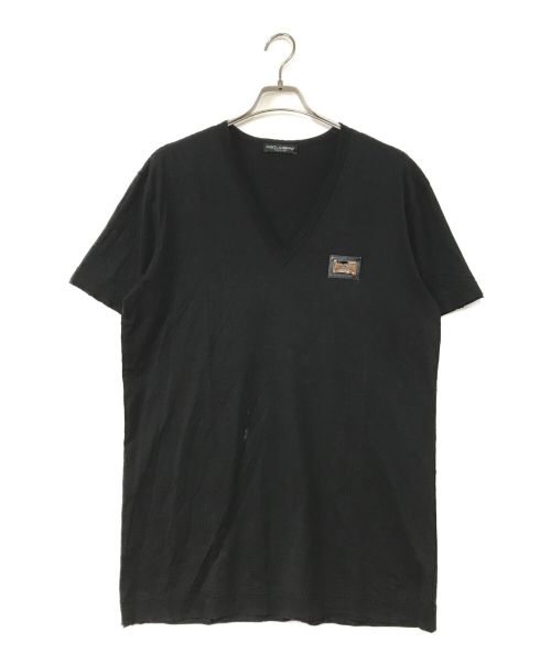 DOLCE & GABBANA（ドルチェ＆ガッバーナ）DOLCE & GABBANA (ドルチェ＆ガッバーナ) VネックTシャツ ブラック サイズ:52の古着・服飾アイテム