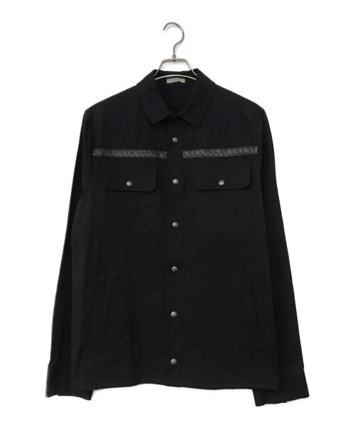 BOTTEGA VENETA（ボッテガベネタ）BOTTEGA VENETA (ボッテガベネタ) イントレチャートコットンシャツ ブラック サイズ:48の古着・服飾アイテム