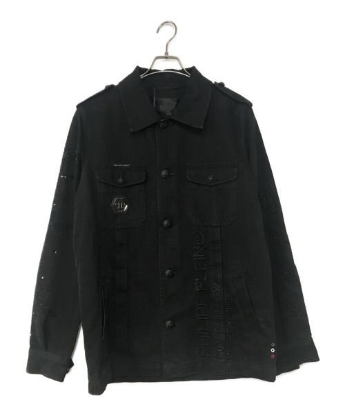 PHILIPP PLEIN HOMME（フィリップレインオム）PHILIPP PLEIN HOMME (フィリップレインオム) デニムジャケット ブラック サイズ:Lの古着・服飾アイテム