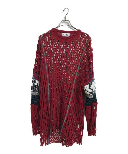 KIDILL（キディル）KIDILL (キディル) Oversized MeshKnitPullover レッド サイズ:FREEの古着・服飾アイテム
