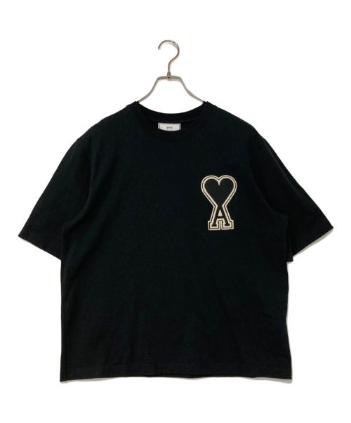 ami（アミ）ami (アミ) ハートロゴワッペン オーバーサイズTシャツ ブラック サイズ:Sの古着・服飾アイテム