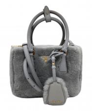 PRADA (プラダ) ガレリアミニボアンドバッグ グレー
